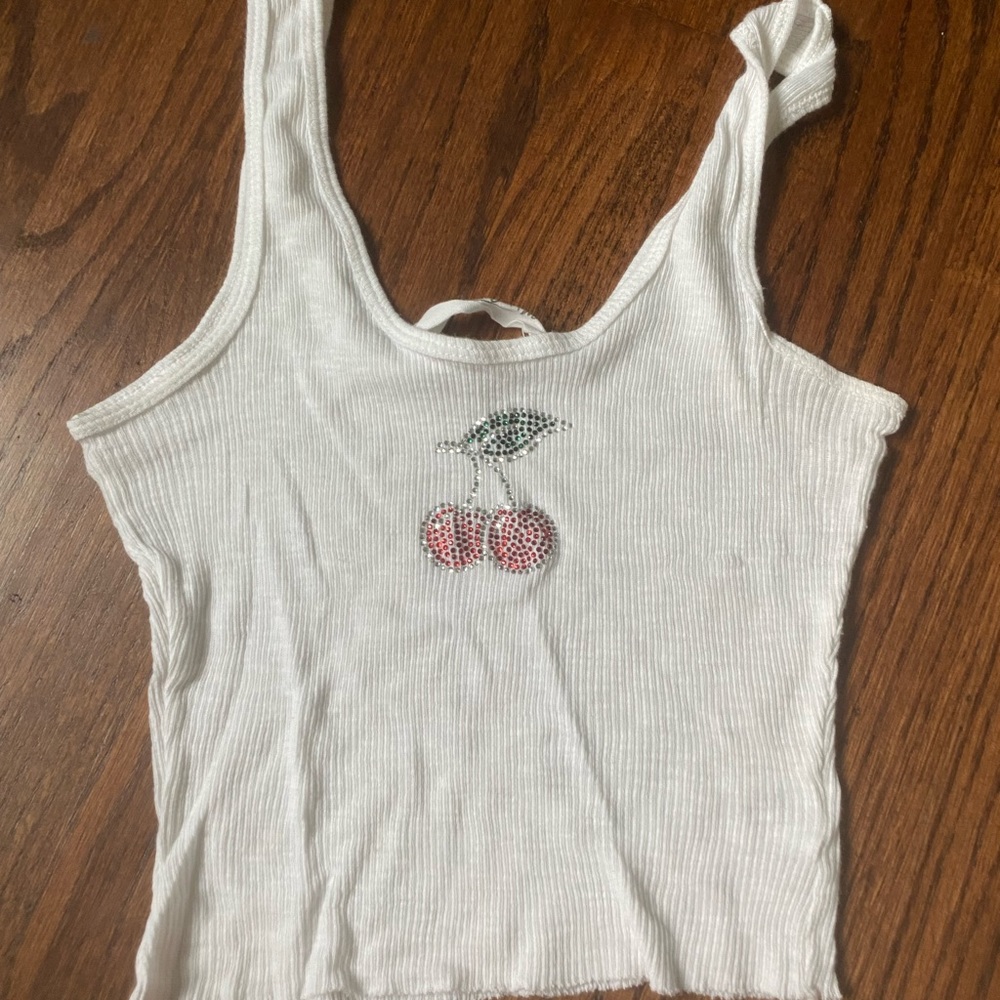Baby Tank with cherry rhinestones!
